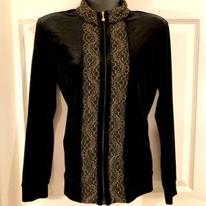 Jaclyn Smith Black and Gold Zip up